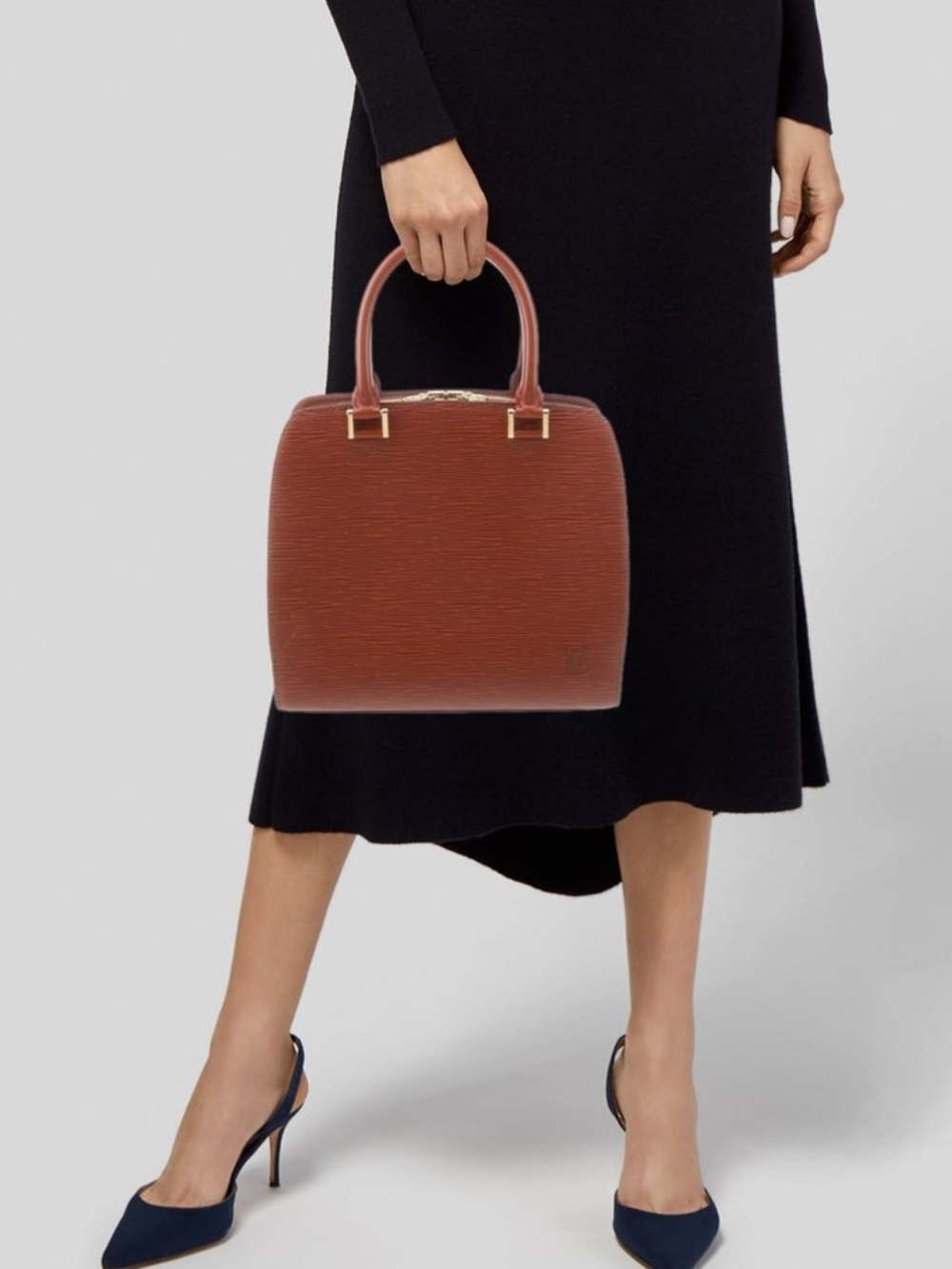 Ashneil Top Handle Tan Epi Leather Satchel with Gold Hardware